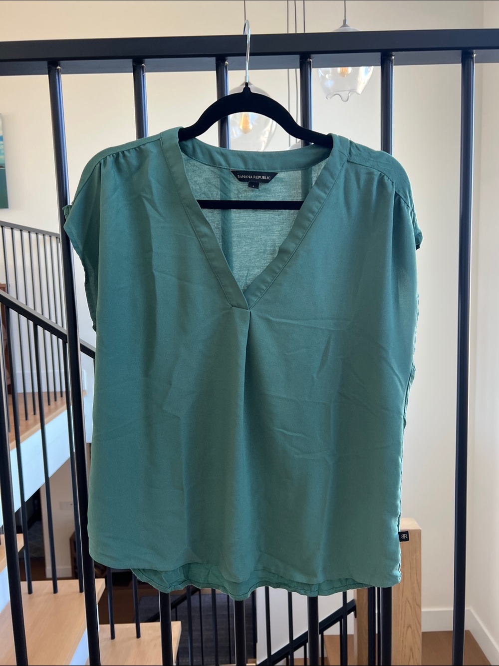 Banana Republic Sage-Green V-Neck Blouse